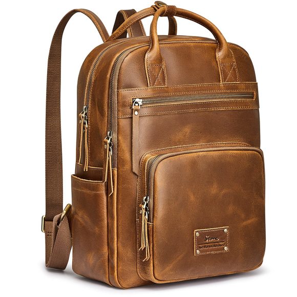 Vintage Leather Backpack Purse for Women Men Rucksack Travel Daypack🐧